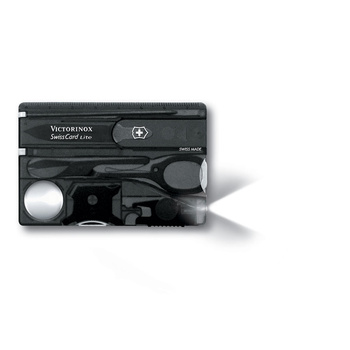 Швейцарская карточка VICTORINOX SwissCard Lite функций, полупрозрачная чёрная
