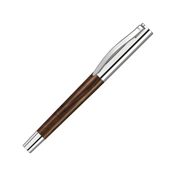 Ручка роллер "TITAN WOOD R", синий.7 мм, коричневый/серебряный